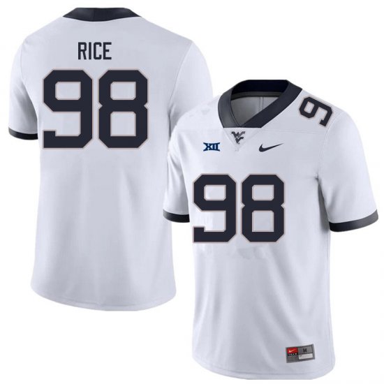 Men's West Virginia Mountaineers NCAA #98 Cam Rice White Authentic Nike Stitched College Football Jersey ON15Y67EA